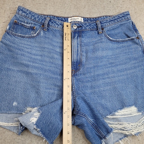 Abercrombie Fitch Denim Jean Shorts Womens 33/16 Loose High Rise Cut Off - Picture 6 of 8